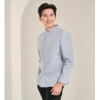 ราคา เสื้อผ้าฝ้ายแพรเงิน คอพระราชทานแขนยาว สีเทา ไซส์ L (12114215561)