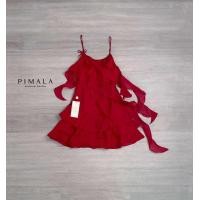 ราคา ป้ายPimala เดรสสายเดี่ยวดีไซน์หรูมากมาในโทนสีแดงปล่อยสายระบายซับซ้อนใส่สวยสุดๆ (23107826140)