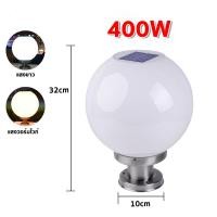 ราคา โคมไฟหัวเสา ไฟสวนหลอดไฟโซล่าเซลล์ ทรงกลม 300W 400W 500W โซล่าเซลล์ ปรับได้2สี สีขาว สีวอร์มไวท์ การควบคุมแสงอัจฉริยะ (23129425681)