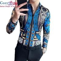 ราคา Cozy ใหม่ผู้ชายเสื้อแขนยาวเสื้อแฟชั่นสนุกพิมพ์สไตล์อังกฤษเข้ารูปพอดี (9708296879)