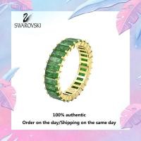 ราคา Swarovski M5648909 แหวนพลอยคริสตัลสีเขียวทรงบาแกตต์เคลือบทอง แจกกล่องของขวัญบรรจุภัณฑ์ของแท้ (20728639974)