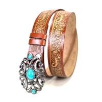 ราคา Chinatown Leather เข็มขัดหนังวัวแท้ ตอกลาย หัวฉลุลายหิน 1 5 นิ้ว (13238456058)