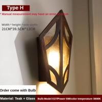 ราคา THAILUCKY โคมไฟติดพนัง ไม้สัก โคมไฟกระจกE27 โคมไฟทางเดิน สไตล์วินเทจ ตกแต่งบ้าน โรงแรม มีหลายแบบ (18807325746)