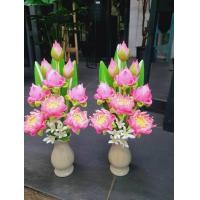 ราคา แจกันดอกบัว ดอกบัวดินปั้น พร้อมแจกัน งานประดิษฐ์ (16905544185)