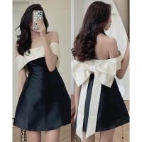 ราคา Zebina ชุดเดรสแขนสั้นผู้หญิงสไตล์ฝรั่งเศสเปิดไหล่ข้างเดียวไม่มีโบว์หลังเนกไทฤดูร้อนแบบเกาหลี 12 12 Biggest Sale (22595507613)