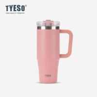 ราคา 100 Tyeso แก้วสแตนเลส 304 ขนาด เก็บเก็บความเย็น มีหูจับ มีหลอดดูด ยกดื่มได้ 900mL 1200mL (22156477301)