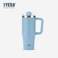 ราคา 100 Tyeso แก้วสแตนเลส 304 ขนาด เก็บเก็บความเย็น มีหูจับ มีหลอดดูด ยกดื่มได้ 900mL 1200mL (22156477303)