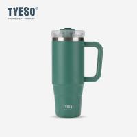 ราคา 100 Tyeso แก้วสแตนเลส 304 ขนาด เก็บเก็บความเย็น มีหูจับ มีหลอดดูด ยกดื่มได้ 900mL 1200mL (22156477294)