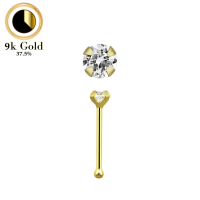 ราคา กระดูกจมูกทองคำ 9k 22 ก 0 6 มม ทรงกลมใส 1 5 มม กุหลาบ เขี้ยวอเมทิสต์อ่อน CZ 9k gold nose bones 22g 0 6mm with a round 1 5mm clear Rose Light Amethyst prong set CZ stones (16472197780)