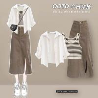 ราคา ฤดูร้อนชุด 2024 ออกแบบใหม่ผู้หญิงเสื้อป้องกันแสงแดดและกางเกงยีนส์ลายเสื้อกั๊กครึ่งกระโปรงชุดสามชิ้นยินดีต้อนรับ CAMEL (22264250868)