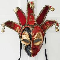 ราคา LZD หน้ากากเต็มหน้าสไตล์เวนิสอิตาลีระดับไฮเอนด์ชายและหญิงโบราณพรหมตัวตลกระฆังสุภาพบุรุษหน้ากากสีแดงทอง (21415988171)