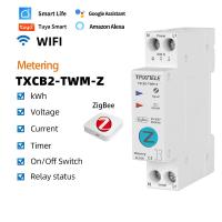 ราคา TUYA ZigBee Smart Circuit Breaker Smart Switch 1P 63A Energy Meter KWh Smart Life Remote Control Relay Timer Voltage Protect (21310375254)