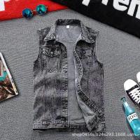 ราคา แจ็กเก็ตยีนส์แขนกุดฉลากแฟชั่นแนวสตรีททรงหลวมเสื้อกั๊กเดนิมย้อนยุคสำหรับผู้ชาย (21905836265)