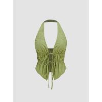 ราคา Cider Halter V neck Knotted Ruched Crop Top (21561092000)
