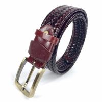 ราคา Chinatown Leather เข็มขัดถักแบนหนังแท้ 1 5 นิ้วสีแทน (12484779934)