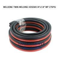 ราคา สายลมคู่ สายลม สายแก๊ส เสริมใยถัก 2ชั้น ยาว 15 เมตร WELDONE TWIN WELDING HOSEM 1 4 x1 4 WP 275PSi สายเชื่อม สายชุดตัดแก๊ส (7460882760)