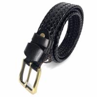 ราคา Chinatown Leather เข็มขัดถักแบนหนังแท้ 1 5 นิ้วสีน้ำตาลเข้ม ดำ แทน (13052382097)