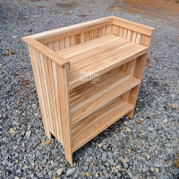 ราคา ชั้นวางซี่กรงชั้นวางของชั้นวางรองเท้าสามชั้นขนาด กว้าง66cm ลึก34cm สูง71cm ทำจากไม้สักทอง (21929904277)