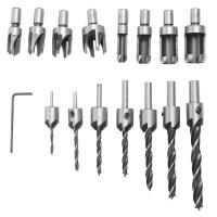 ราคา QIJB 8 Pieces HSS Taper Claw Type Wood Plug Cutter Drill Bits 5 8 inch 1 2 inch 3 8 inch 1 4 inch 7 Pieces Countersink Drill Bits Set High Speed Steel Drill Bits Screw Chamfer Tool (22208307830)