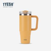 ราคา 100 Tyeso แก้วสแตนเลส 304 ขนาด เก็บเก็บความเย็น มีหูจับ มีหลอดดูด ยกดื่มได้ 900mL 1200mL (23303120518)