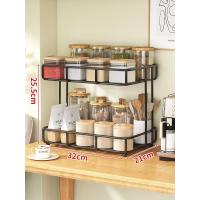 ราคา อุปกรณ์จัดเก็บโต๊ะอาหารชั้นวางของบนโต๊ะชั้นวางแก้วสองชั้นสำหรับโต๊ะน้ำชาห้องรับแขกชั้นวางแก้วน้ำบนโต๊ะรับประทานอาหารชั้นวางขนม (21109667807)