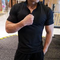 ราคา BiliBili ฤดูร้อนผู้ชายซิปเสื้อยืดยิมวิ่งออกกำลังกายฟิตเนสเพาะกายลำลองกีฬาผ้าฝ้ายสีขาวเสื้อผู้ชายแขนสั้น Tops Tees (20875455599)