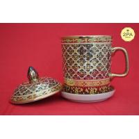 ราคา แก้วมัคเบญจรงค์ ลายนูนเงา พร้อมฐานและฝาปิด (2862410668)