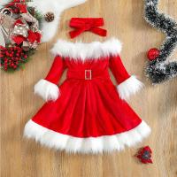 ราคา Mary S Baby Girl Christmas Clothes Set Faux Fur Patchwork Long Sleeve Off Shoulder A Line Dress With Belt Bow Headband (16352267983)