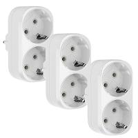 ราคา wsustore 3Pcs Socket Adapter 2 in 1 Double Plug Triple Socket 16A 250V 3680W Max Double Socket Adapter EU Plug (22184437743)