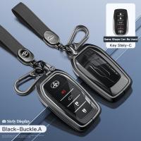 ราคา เคสที่ห้อยกุญแจรถอัจฉริยะอะลูมิเนียมอัลลอยเบาพิเศษที่ตั้ง TPU กรอบรีโมทของแท้สำหรับ Toyota CHR ปราโด RAV4 Vios Revo Yaris Fortuner Corolla Cross Altis Vios Wish Prius Aygo Hiace GT86 Innova Zenix Land