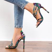 ราคา Mujer Sandalias แฟชั่นผู้หญิงรองเท้าส้นสูงงูงูไขว้รองเท้าแตะผู้หญิงรองเท้าอาชีพออฟฟิศ (19988057212)