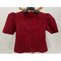 ราคา เสื้อผ้าฝ้ายคอปาดแขนจีบ กระดุมหน้า (21740025887)