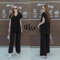 ราคา THER NEW ARRIVALS เซทเสื้อ กางเกง Setเสื้อไหมพรมคอวีแต่งแขนล้ำ มาพร้อมกางเกงขายาว CARDIGAN NISTA (21412853357)