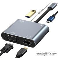 ราคา USB C to HDMI VGA Adapter 4in1 Type c to HDMI 4K ประเภท C ถึง HDMI USB C 3 0 VGA PD Adapter Dock Hub สำหรับ Macbook Pro Samsung S20 dex Huawei Xiaomi HP Envy 13 Dell XPS13 15 Lenovo miix510 (193863923