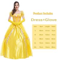 ราคา Beauty And The Beast Belle ชุดคอสเพลย์ชุด Maxi ยาวสีเหลืองสวยงามถุงมือชุดงานวันเกิดสวยงาม (20175826938)