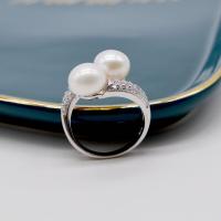 ราคา แหวนมุกคู่รอบไข่มุกน้ำจืดธรรมชาติแหวนเงิน Multicolor ไข่มุก Z Irconia ปรับแหวนแหวนสตรี (2304792569)