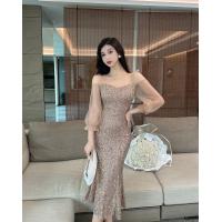 ราคา เรียบหรู 2024 ใหม่หางปลา ชุดเดรสออกงานกลางคืน แขนยาวแขนสั้นประกายการแสดงตนสไตล์เทพธิดา งานเต้นรำ ชุดราตรี ปาร์ตี้ เดรส (22985180935)