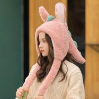 ราคา หมวกหูกระต่ายสั้นพร้อมหูกระต่ายยาวที่เคลื่อนไหวได้ หมวกทรงกลม หมวกผ้าขนแกะสำหรับทุกฤดูกาล สไตล์หวานและน่ารัก (19226296513)
