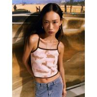 ราคา Pomelo เสื้อสายเดี่ยวไหมพรมพิมพ์ลายทหารสุดแหวกแนว Novelty Camouflage Printed Knitted Spaghetti Top (22847281525)