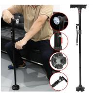 ราคา Folding Walking Cane with LED ไม้เท้าผยุงเดินคนแก่ ไม้เท้ามีไฟฉาย ปรับระดับ พับเก็บได้ แข็งแรง รับน้ำหนักได้มาก สีดำ (613938042)