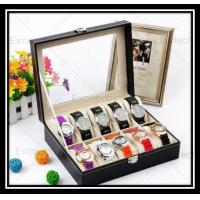 ราคา 8D กล่องนาฬิกา กล่องเก็บนาฬิกาข้อมือ กล่องใส่นาฬิกา 10 เรือน ฝากระจก กล่องใส่เครื่องประดับ Leather Watch Box Black BOX10 (21236745719)
