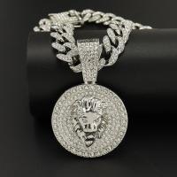 ราคา ฮิปฮอปข้ามพรมแดนสไตล์ยุโรปและอเมริกา hiphop เครื่องประดับโลหะผสมเพชรชุบทองแผ่นเพชรหัวสิงโตสร้อยคอจี้ (21290797012)
