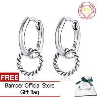 ราคา BAMOER แท้925เงินสเตอร์ลิงแหวนคู่หูกลมต่างหูวงกลมสำหรับผู้หญิงเครื่องประดับเงิน SCE1199 (9164212359)