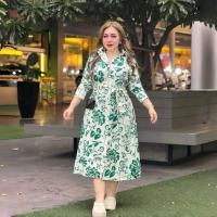 ราคา Plus size เดรสเชิ้ตกระดุมหน้าแขนยาวทรงสวยเชือกผูกเอวผ้านิ่มของสาวอวบสวย ไฮโซ รุ่นเดรสไฮริช S4 (22770444756)