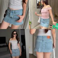 ราคา billie denim skirt by Duex Studio กระโปรงยีนส์สั้นทรงเอวต่ำกำลังดี (23129449967)