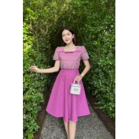 ราคา ชุดเดรสงานกั๊กผ้าฝ้ายทอลายมัดหมี่ สีพื้นผ้าชินมัย ทรงย้วย (23192124433)