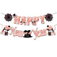 ราคา Happy New Year 2023 Bunting Gold Rose Gold Letter New Pennants Hanging Flag Pendant New Years Eve Bar Party Decoration Supplies Banners Streamers Con (20392961997)