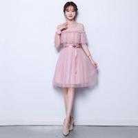 ราคา 901 ใหม่ ชุดมินิเดรส แฟชั่นเพื่อนเจ้าสาว สีชมพู สไตล์เกาหลี สําหรับเจ้าสาว (22661882928)