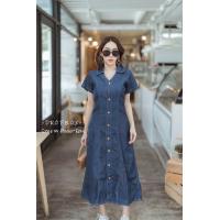 ราคา ชุดเดรสยีนส์กระดุมเรียงหน้าแขนสั้น ทรงหลวมใส่สบายสไตล์เกาหลี เดรสใส่เที่ยวชิวๆ (15822895071)