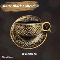 ราคา ชุดกาแฟเบญจรงค์ espresso 1 ชุด 1 ถ้วย 1 จานรอง แบบ Matte Black ONE Espresso cups and saucer matte black by JJ Benjarong (9607440673)